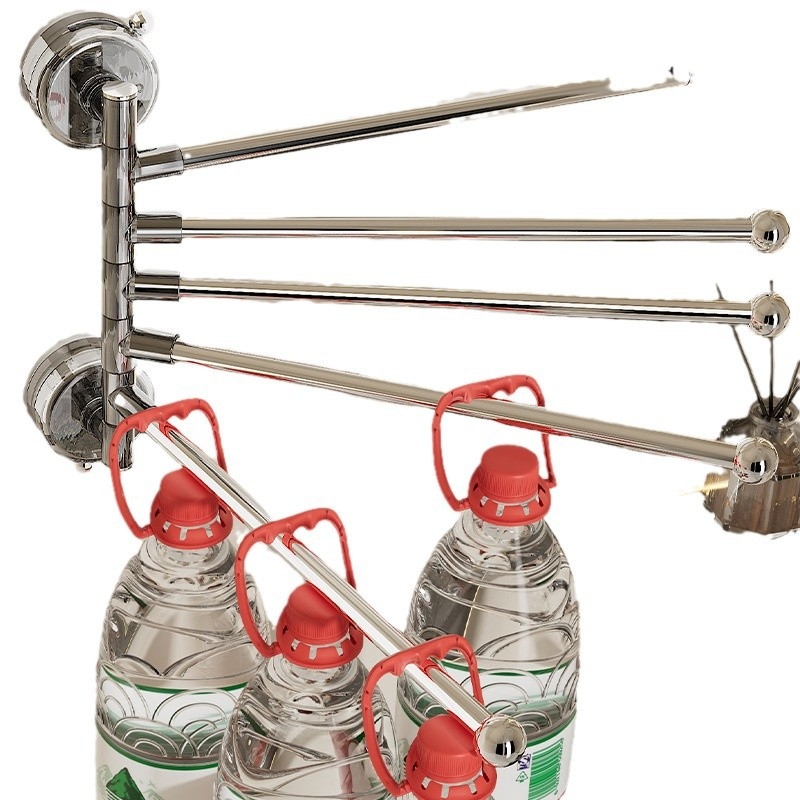 Suport pentru prosoape în colțul băii, cu ventuză, rotativ, cu mai multe tije, din plastic (Stocare; Origine Ningbo)