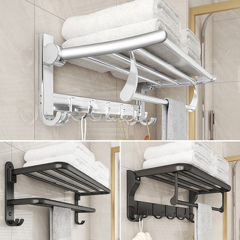 Suport de prosoape din Space aluminum montat pe perete, montare fără găuri, disponibil în design cu un singur rând sau dublu, capacitate de încărcare aproximativ 60 kg