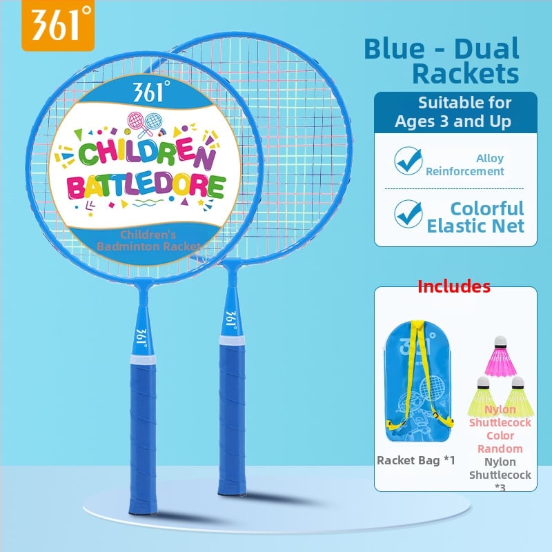 Vaikų badminton raketė (1 pora) | Geležies lydinio rėmas • Nailono siūlai • Svoris 85–89 g • Rankenos storis G2