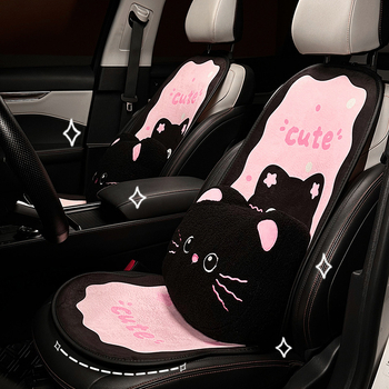 Автомобилна подложка за седалка, плосък стил, дизайн с панделка и коте, пълнител спонж, повърхност плюш, марка Yu cen