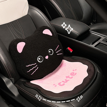 Автомобилна подложка за седалка, плосък стил, дизайн с панделка и коте, пълнител спонж, повърхност плюш, марка Yu cen