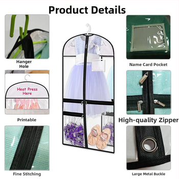 Permatomas PVC stačiakampis pakabinamas maišelis vaikų drabužiams — dulkių, drėgmės ir antibakterinė apsauga