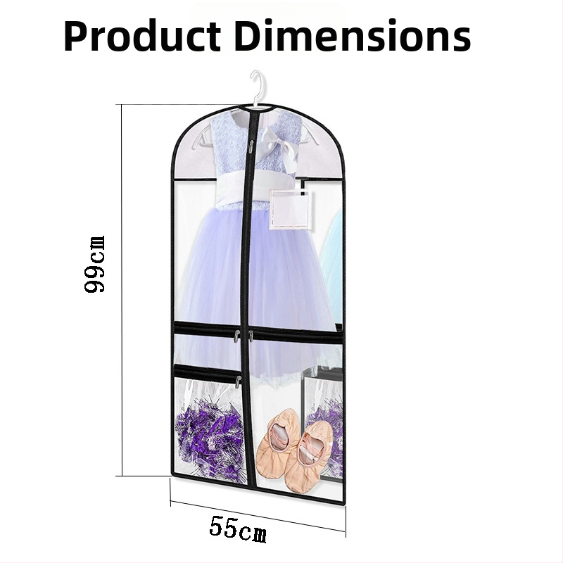Caurspīdīgs PVC taisnstūrveida pakarināmais maisiņš bērnu apģērbam — aizsardzība pret putekļiem, mitrumu un baktērijām
