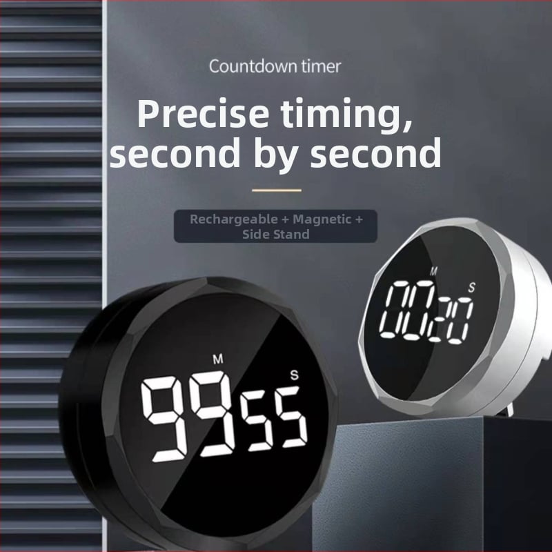 Cronometru rotativ 99:59, Afișaj LCD, Ceas de alarmă în stil desen animat, cu numărătoare inversă și memorie, alimentat cu baterie