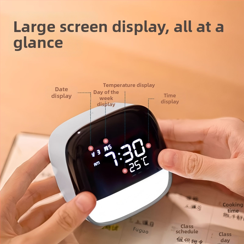 Deli budík 8852 — viacfunkčné inteligentné hodiny s kalendárom, LED/LCD displej, napájané externým zdrojom