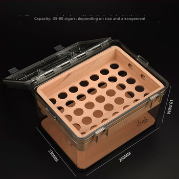 Sigarām mitruma glabāšanas kastīte no Spānijas ciedra, noslēgta, mitrumizturīga, ar lielu ietilpību, pret kaitēkļiem