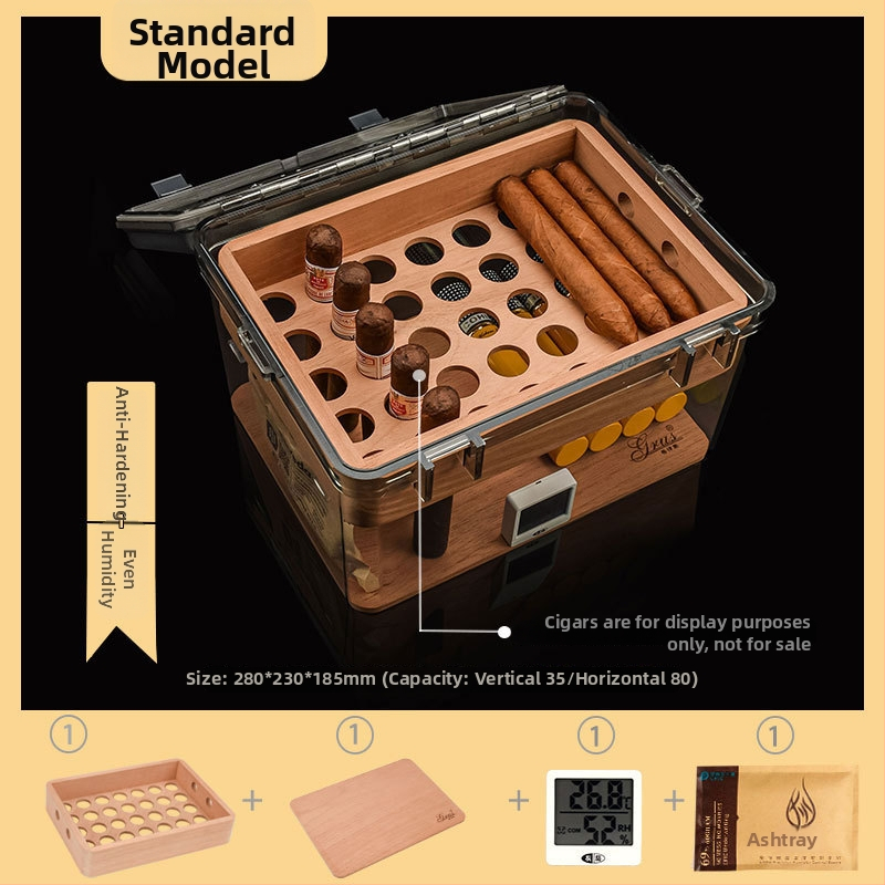 Sigarām mitruma glabāšanas kastīte no Spānijas ciedra, noslēgta, mitrumizturīga, ar lielu ietilpību, pret kaitēkļiem