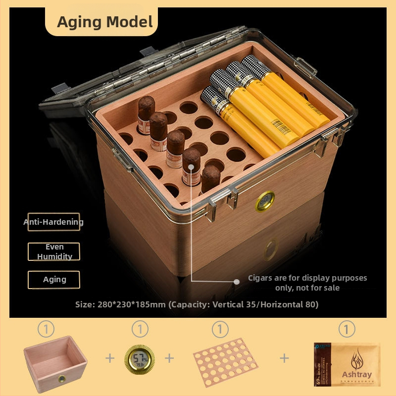 Sigarām mitruma glabāšanas kastīte no Spānijas ciedra, noslēgta, mitrumizturīga, ar lielu ietilpību, pret kaitēkļiem