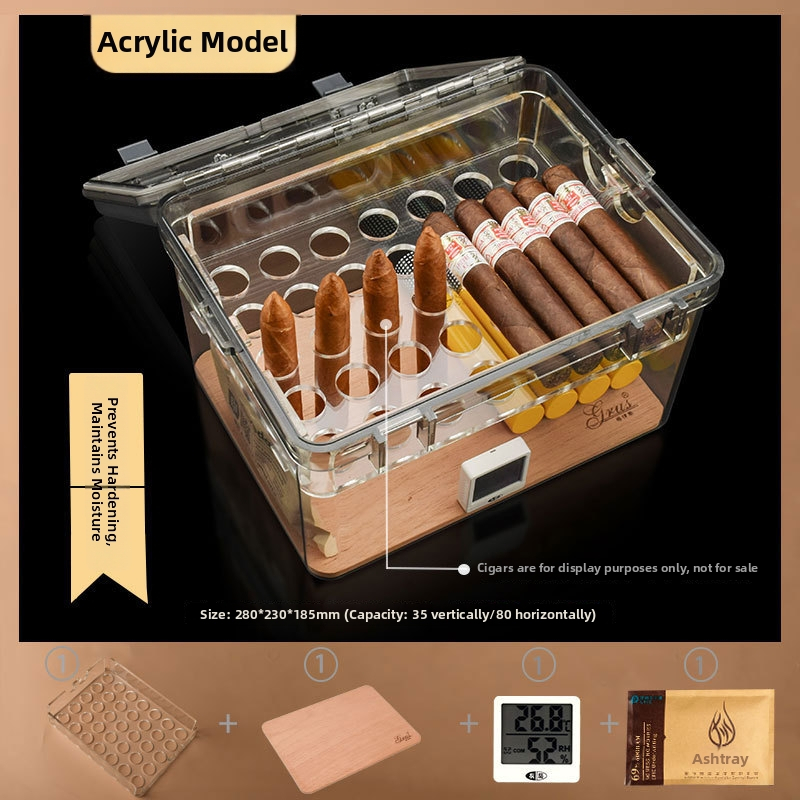 Sigarām mitruma glabāšanas kastīte no Spānijas ciedra, noslēgta, mitrumizturīga, ar lielu ietilpību, pret kaitēkļiem