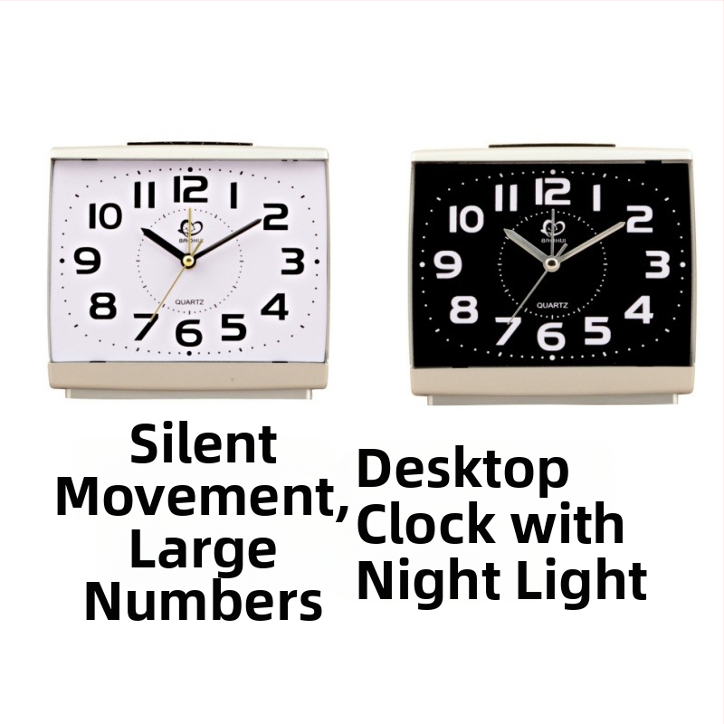 Laua kell K10 – vaikne äratuskell, suured numbrid ja öine valgustus, patareidega toidetav, ühesuunaline, plastikust korpus