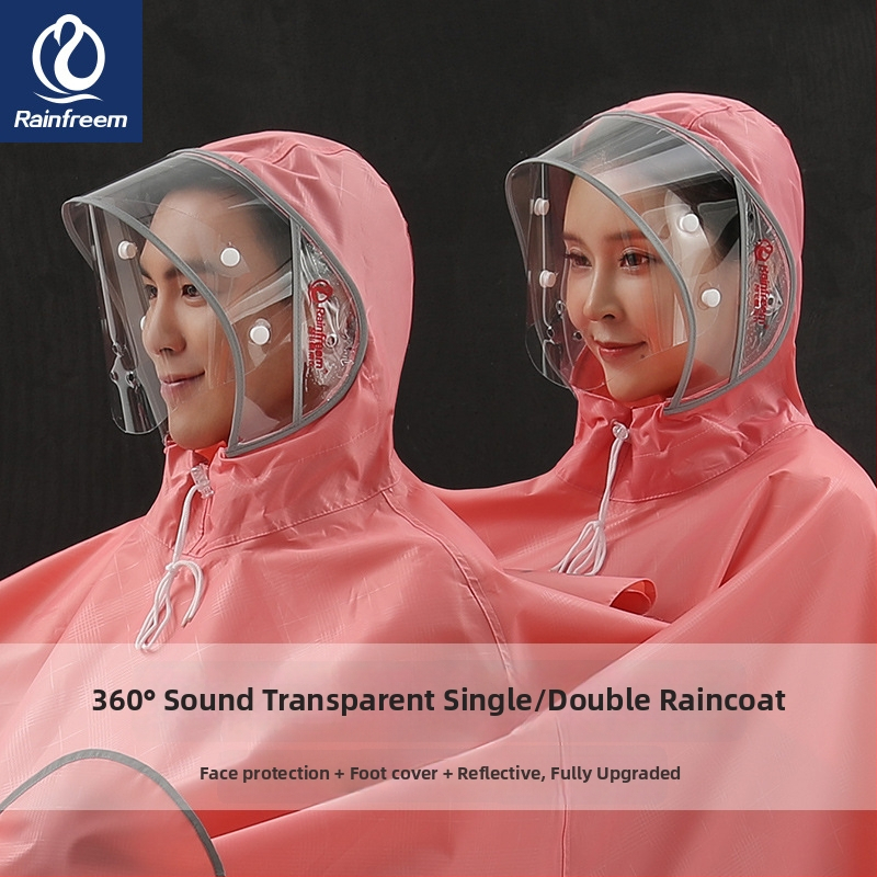 Едночастов дъждобран-пончо за мотопредвижване/електрически велосипед - дебел плат Oxford, PVC водоустойчив слой, отпечатано лого, персонализиране