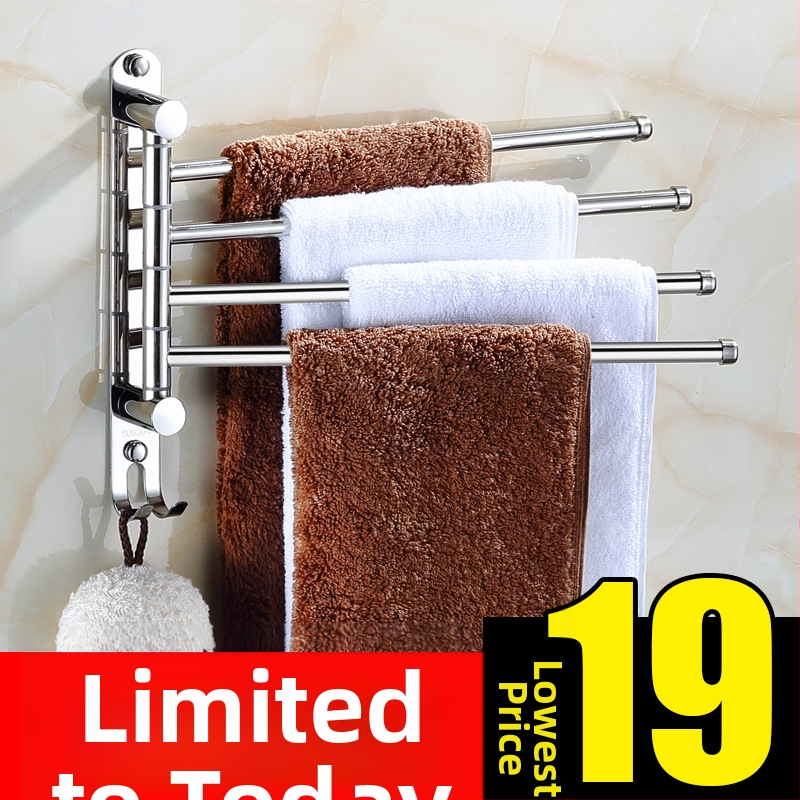 Otočná vešiak na uteráky, 304 nerezová oceľ, skladací kúpeľňový vešiak