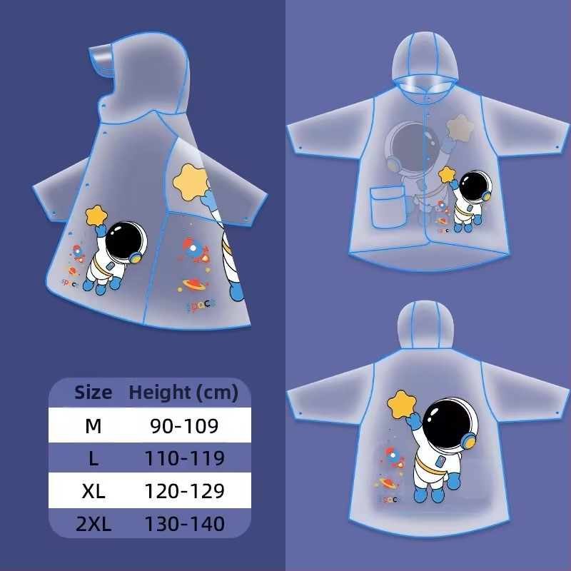 Laste karikatuuridega vihm pončo, unisex, PVC-kangas, tavalise paksusega, jalgrattasõiduks