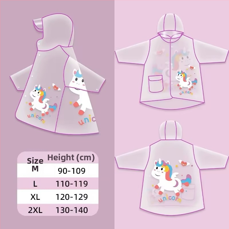 Laste karikatuuridega vihm pončo, unisex, PVC-kangas, tavalise paksusega, jalgrattasõiduks