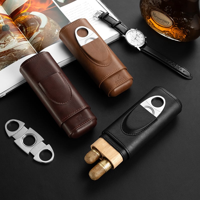 Ādas cigāru komplekts — viegls grezns stils, zīmols Cigarloong/qielong, pielāgošana pieejama
