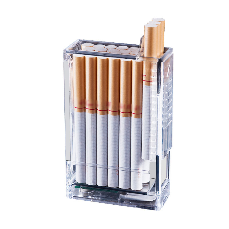 2-u-1 kutija za cigarete s integriranim upaljačem – prijenosna plastična kutija, oko 63 g, moderan minimalistički stil