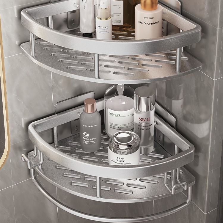 Aluminijska zidna kutna polica za kupaonicu od aluminijskog legura, bez bušenja, trokutasti dizajn, moderan minimalistički stil, Dream Jiangnan