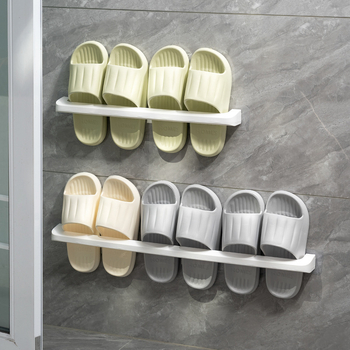 Αναρτώμενο στον τοίχο ράφι για παντόφλες μπάνιου με αποστράγγιση, χωρίς τρύπες | Πλαστικό, Μοντέλο 3, 5 kg χωρητικότητα, Μία στρώση