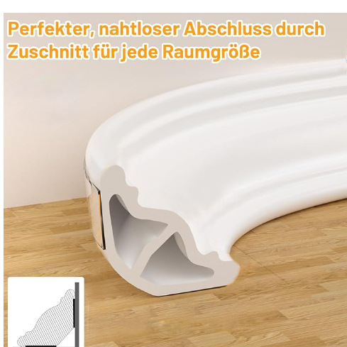 PVC élvédő profil, öntapadós, vízálló, rugalmas, fürdőszoba padlói és falaihoz