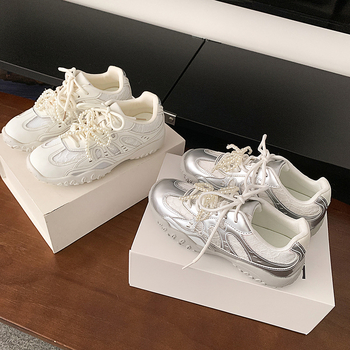 Ženske tenisice za povećanje visine s kožnim gornjim dijelom, skriveni 3-5 cm potpetica, gumena potplat, EVA uložak