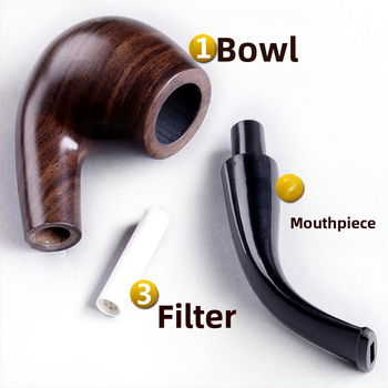 Pipa od sandalovog drveta, zakrivljenog dizajna, višekratna upotreba, mogućnost tiska logotipa