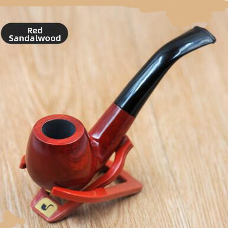 Pipa od sandalovog drveta, zakrivljenog dizajna, višekratna upotreba, mogućnost tiska logotipa