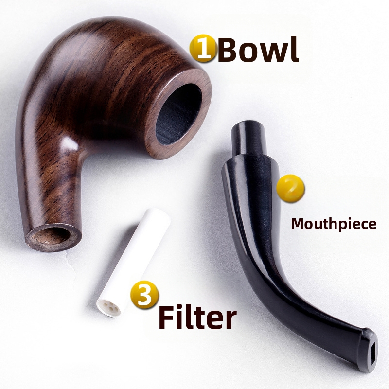 Pipa od sandalovog drveta, zakrivljenog dizajna, višekratna upotreba, mogućnost tiska logotipa