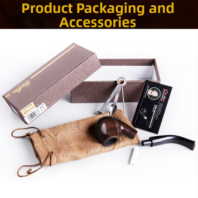 Pipa od sandalovog drveta, zakrivljenog dizajna, višekratna upotreba, mogućnost tiska logotipa