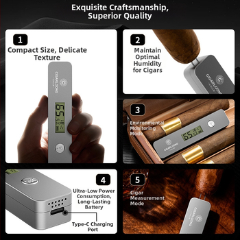 Cigaro drėgmės matuoklis - prekės ženklas CIGARLOONG/Cigarloong, modelis CX-25IT, medžiaga: plastikas, stilius: lengvas prabanga, paprastas dizainas