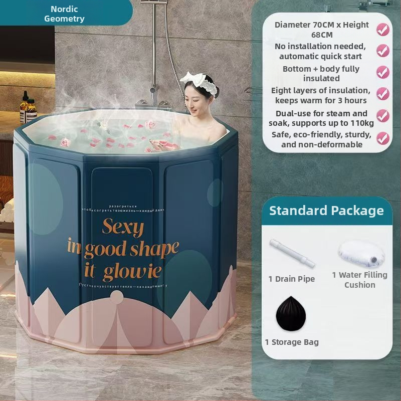 Sulankstoma vonia suaugusiems su dangteliu, vandeniui atspari medžiaga, izoliuota, su sėdėjimo galimybe