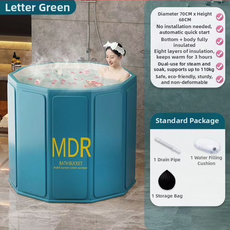 Sulankstoma vonia suaugusiems su dangteliu, vandeniui atspari medžiaga, izoliuota, su sėdėjimo galimybe