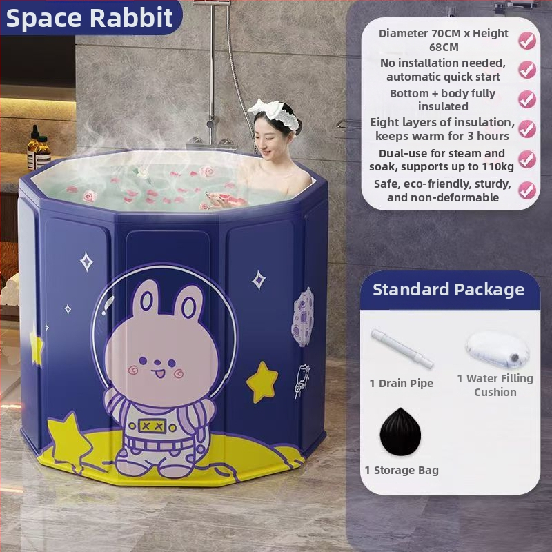 Sulankstoma vonia suaugusiems su dangteliu, vandeniui atspari medžiaga, izoliuota, su sėdėjimo galimybe