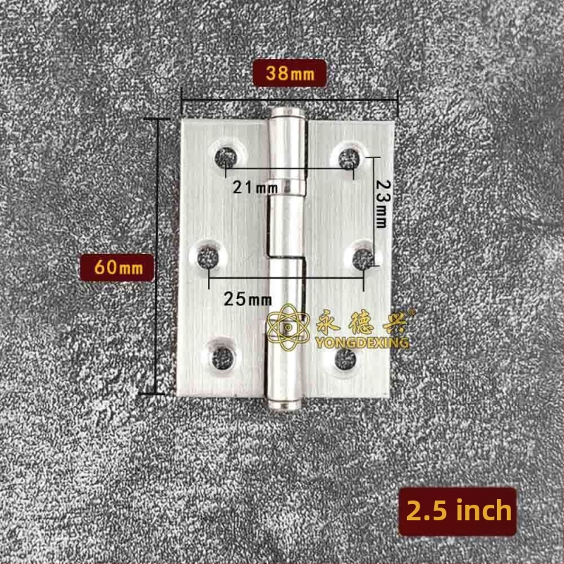 Nerūdijančio plieno durų vyris, plokščias atidarymas; didelė apkrova, tylus guolis; modelis YDX1047; tinka medinėms durims, langams, spintoms, medinėms dėžėms