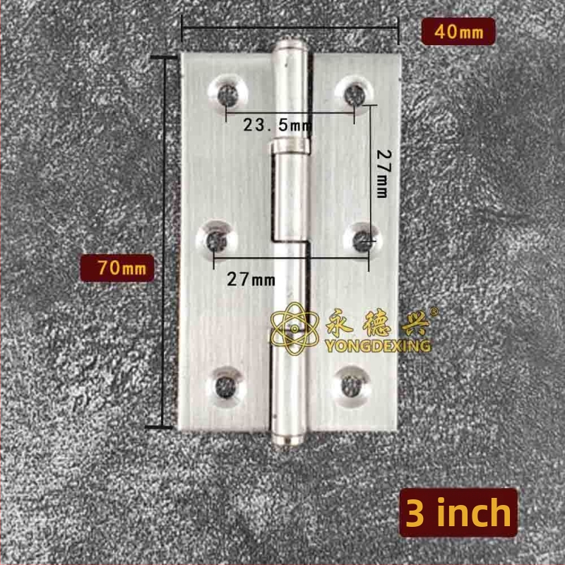 Nerūdijančio plieno durų vyris, plokščias atidarymas; didelė apkrova, tylus guolis; modelis YDX1047; tinka medinėms durims, langams, spintoms, medinėms dėžėms