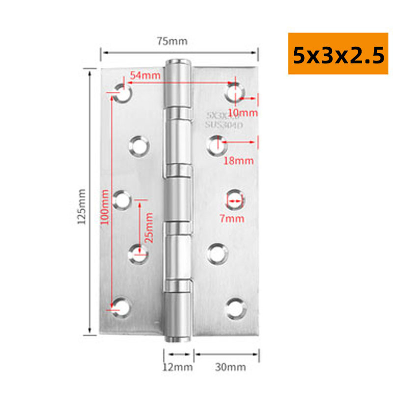 Nerūdijančio plieno durų vyris, plokščias atidarymas; didelė apkrova, tylus guolis; modelis YDX1047; tinka medinėms durims, langams, spintoms, medinėms dėžėms