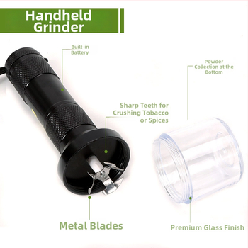 Elektrisks tabakas smalcinātājs no alumīnija sakausējuma, pretvēja dizains, uzglabāšana, logotipa drukāšana un pielāgošana