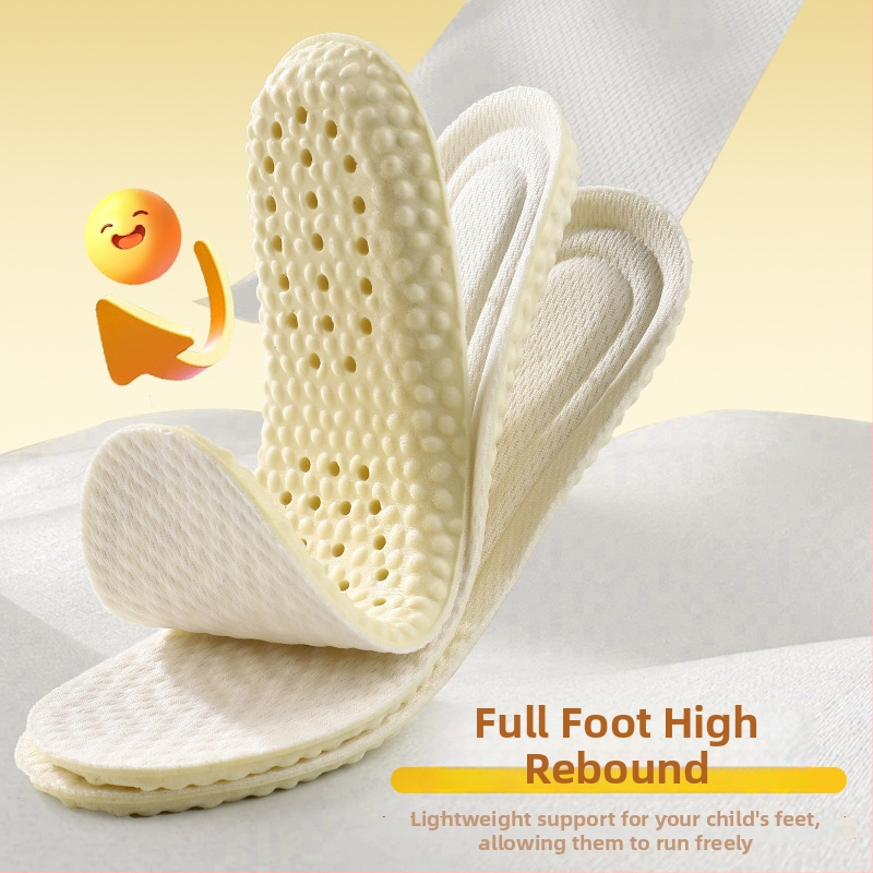 Kang Yue 2508 Gyerek talpbetét – teljes hosszúságú PU talpbetét, masszírozó, légáteresztő, izzadság- és szagtalanító, ütéscsillapító funkciókkal; kompatibil sportcipőkhöz, bőr cipőkhöz, bakancsokhoz és casual cipőkhöz.