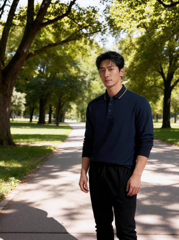 Πόλο πουκάμισο με επένδυση φλίς, μακριά μανίκια, εφαρμοστό, μονόχρωμο σχέδιο