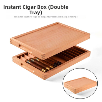 Gray Bar divslāņains cigāru paliktnis no cedru koka ar uzglabāšanas nodalījumu un pārnēsājamu izstādes kastīti