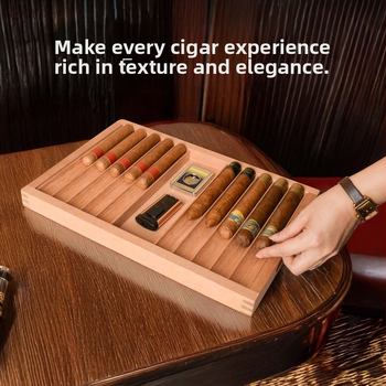 Gray Bar divslāņains cigāru paliktnis no cedru koka ar uzglabāšanas nodalījumu un pārnēsājamu izstādes kastīti