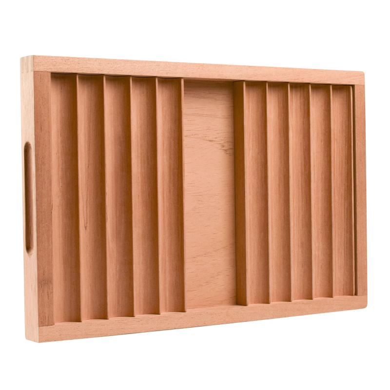 Gray Bar divslāņains cigāru paliktnis no cedru koka ar uzglabāšanas nodalījumu un pārnēsājamu izstādes kastīti