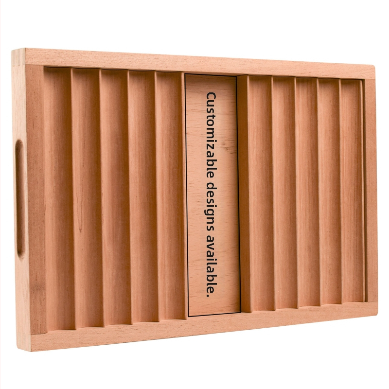 Gray Bar divslāņains cigāru paliktnis no cedru koka ar uzglabāšanas nodalījumu un pārnēsājamu izstādes kastīti