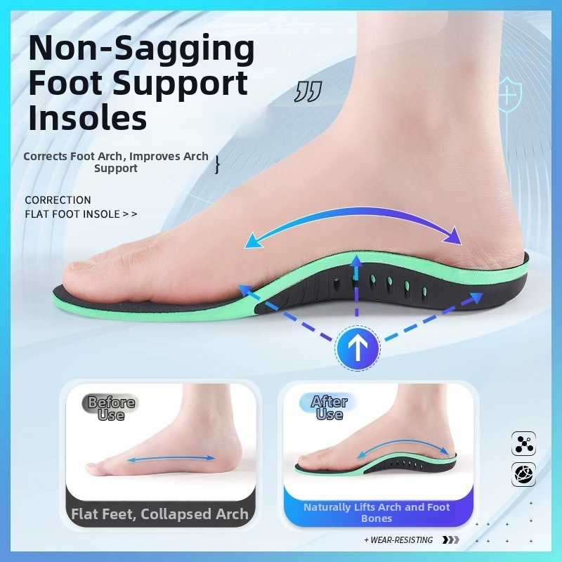 PU ortopéd talpbetét lapos lábra, boltozat-támasztó, teljes hosszúságú, nedvességelvezető, sportos és hétköznapi viselethez