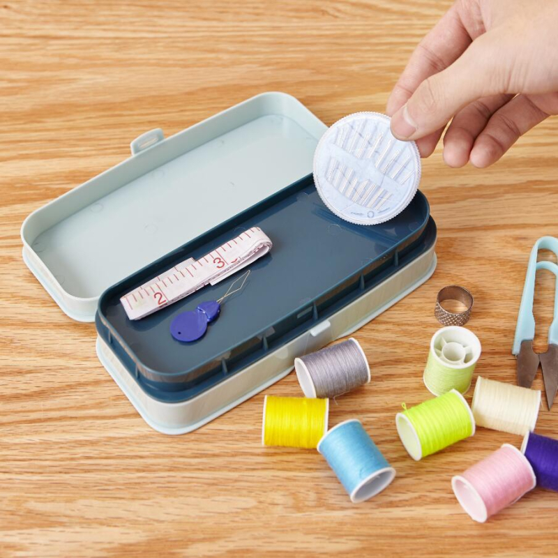 Kaasaskantav siuvamisekomplekt, mitmekülgne käsitsi õmblemise hoiukast, lihtne stiil, 100 tükki pakend, Spring Association bränd