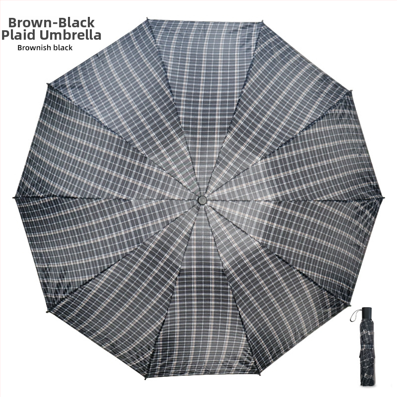 Trīsdēļu lietussargs diviem pieaugušajiem, poliestera audums, 10 tērauda ribas, tērauda stabs un rokturis, mehānisks atvērums, pretvējš, logotipa drukāšana un pielāgošana pieejama