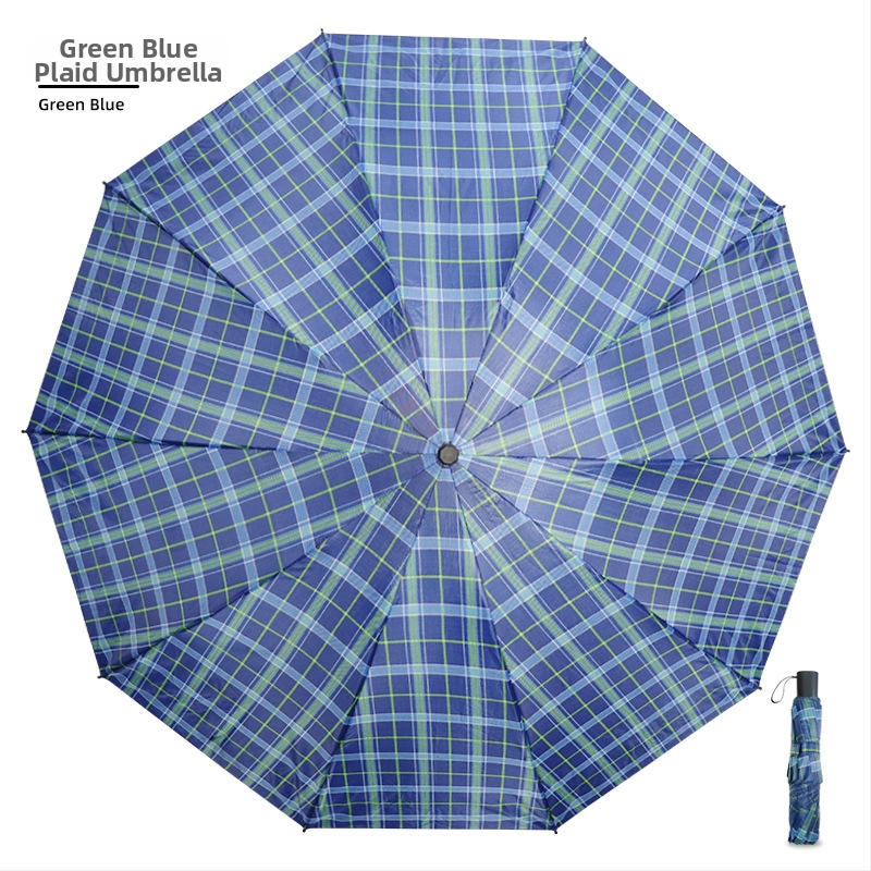 Trīsdēļu lietussargs diviem pieaugušajiem, poliestera audums, 10 tērauda ribas, tērauda stabs un rokturis, mehānisks atvērums, pretvējš, logotipa drukāšana un pielāgošana pieejama