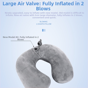 Nafukovacia U-štýlová vankúš na krk s výplňou z polyesterových vlákien a poťahom z juhokórejského velúru, moderný minimalistický štýl, cestovný vankúš, hmotnosť do 0,5 kg