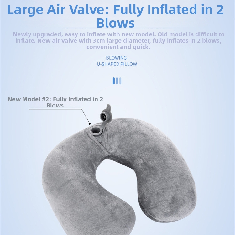 Õhupuhutav U-kujuline kaelapadi polüestri kiudude täidisega ja Lõuna-Korea sametist materjaliga kate, moodne minimalistlik stiil, reisipadi, kaal kuni 0,5 kg