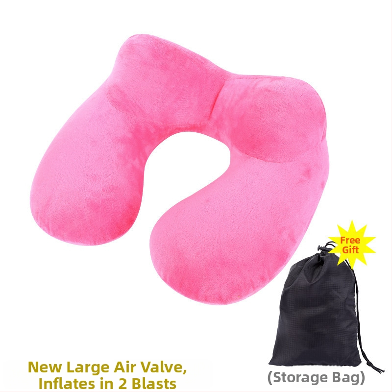 Nafukovacia U-štýlová vankúš na krk s výplňou z polyesterových vlákien a poťahom z juhokórejského velúru, moderný minimalistický štýl, cestovný vankúš, hmotnosť do 0,5 kg