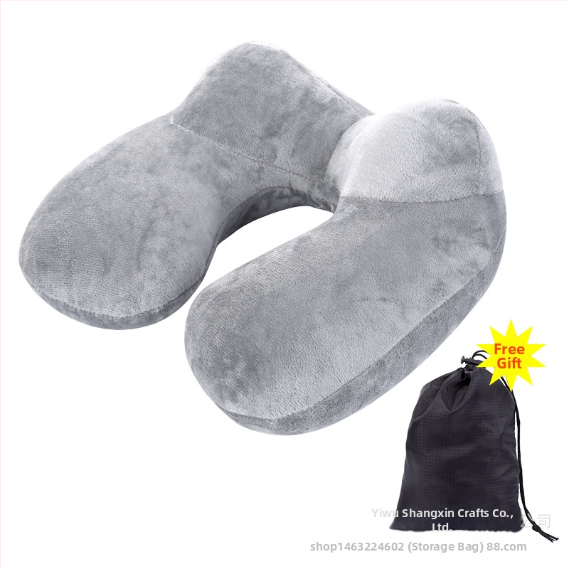 Nafukovacia U-štýlová vankúš na krk s výplňou z polyesterových vlákien a poťahom z juhokórejského velúru, moderný minimalistický štýl, cestovný vankúš, hmotnosť do 0,5 kg